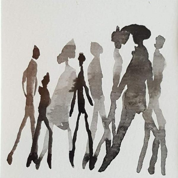 Passants encre de chine