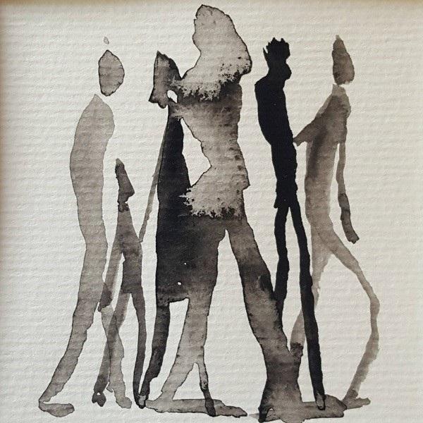 personnages à l'encre qui courent