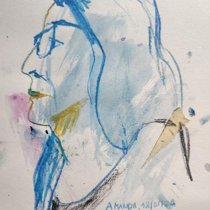 Portrait d'Amanda crayons aquarellables