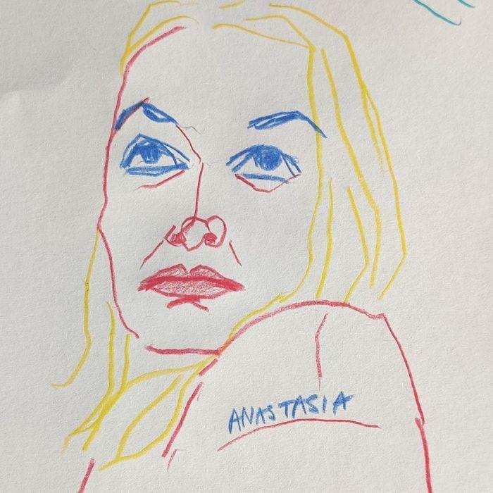 Portrait d'Anastasia crayons de couleur
