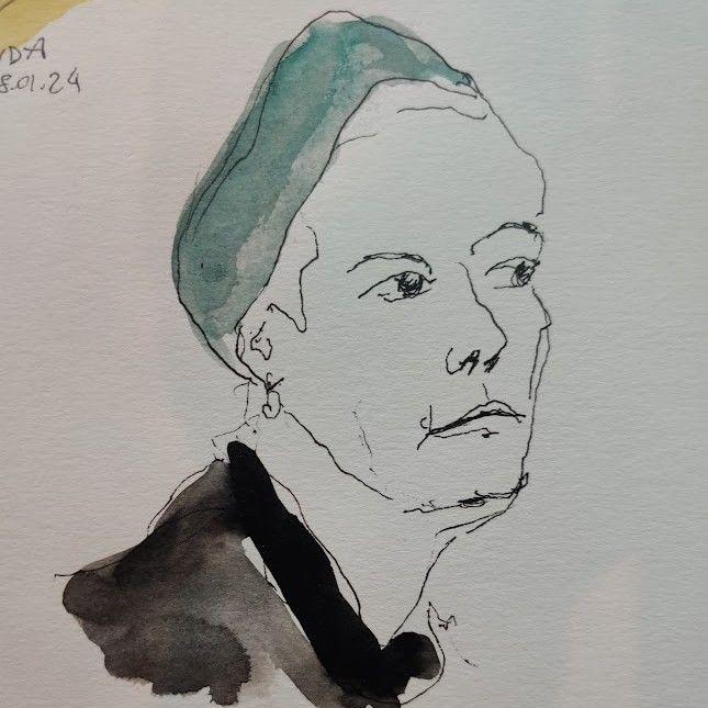 Portrait à la plume femme au turban
