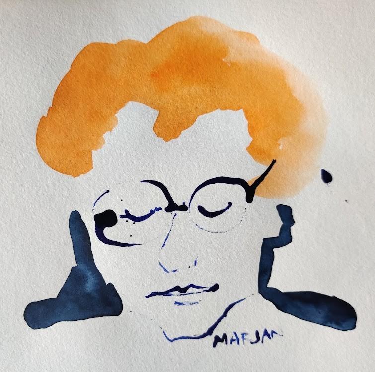Portrait de Marjan encre de chine