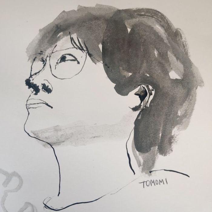 Portrait de Tomomi encre de chine