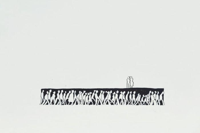 dessin à l'encre de chine à la plume, un couple à part