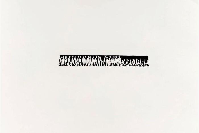 dessin à l'encre de chine à la plume, enfants en tête