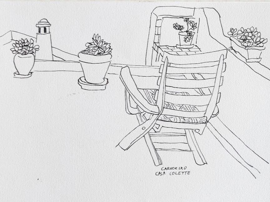 Carvoeiro, terrasse Dessin au feutre noir, terrasse