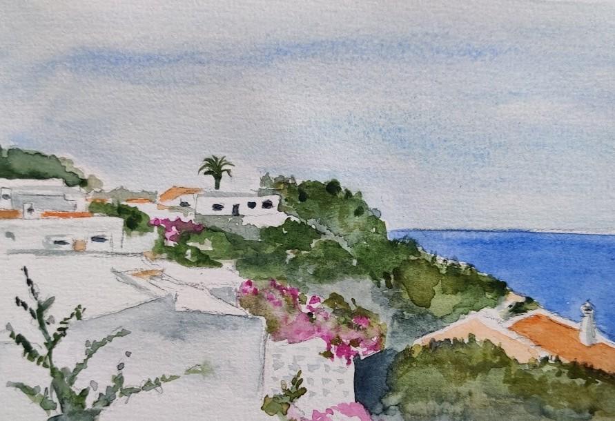 Carvoeiro, vue Vale Covo Aquarelle, Carvoeiro, Portugal, vue de Vale Covo