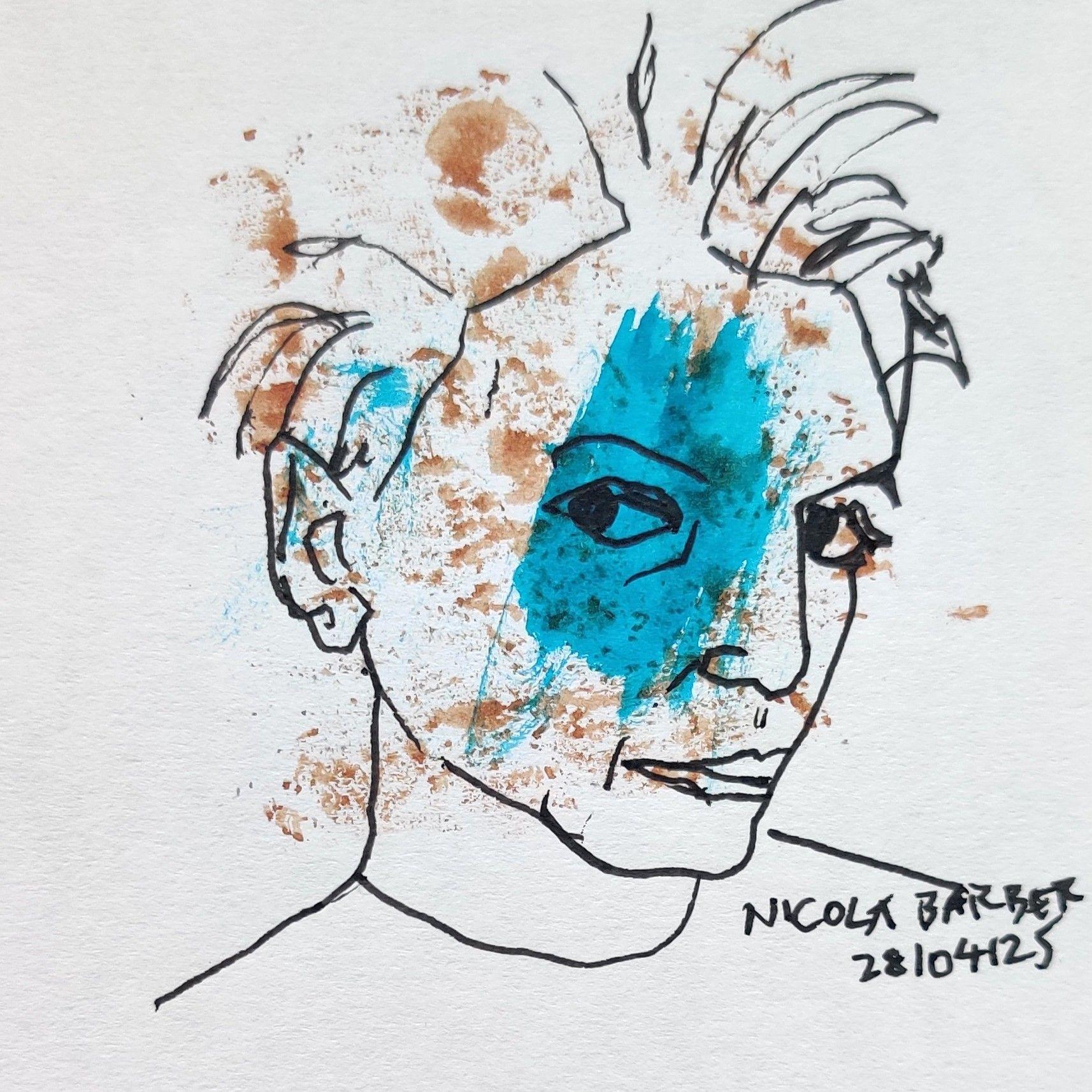 Portrait rapide au feutre et à l'encre sur papier