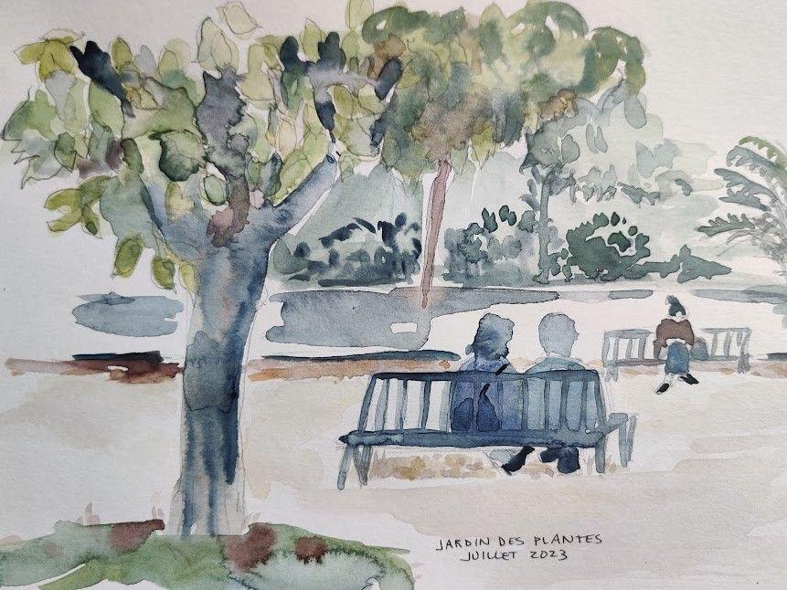 Repos à Paris, jardin des Plantes, 2023