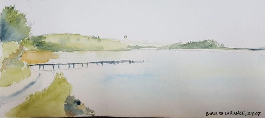 France, Bretagne, Bords de la Rance aquarelle des Bords de la Rance, Bretagne
