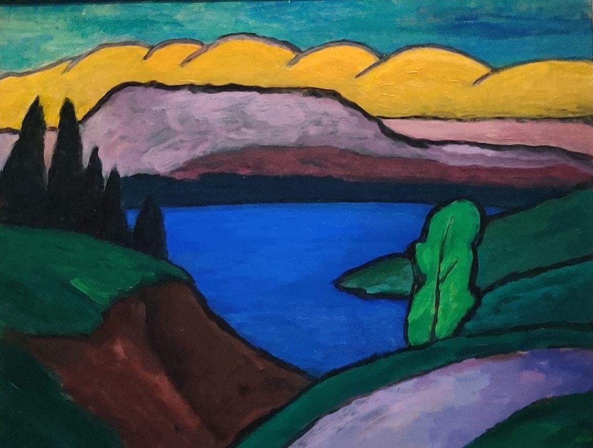 Der blauer see, huile de Gabriele Münter