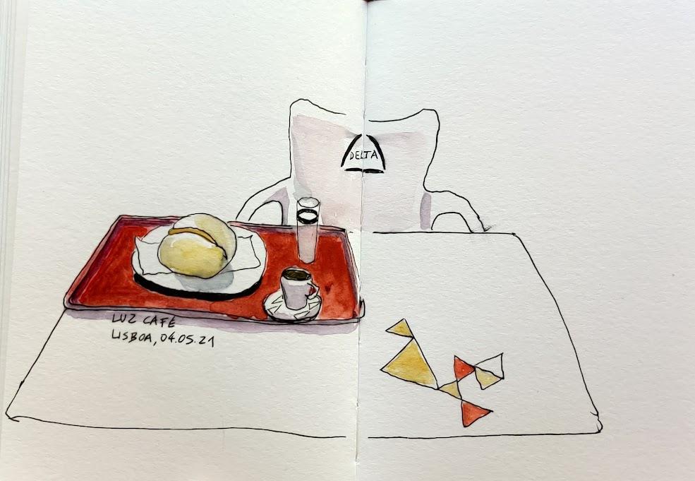 Luz Café, Lisbonne 2021 Jardin des Tuileries à Paris, aquarelle