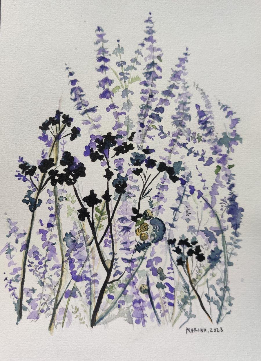 fleurs sauvages, aquarelle