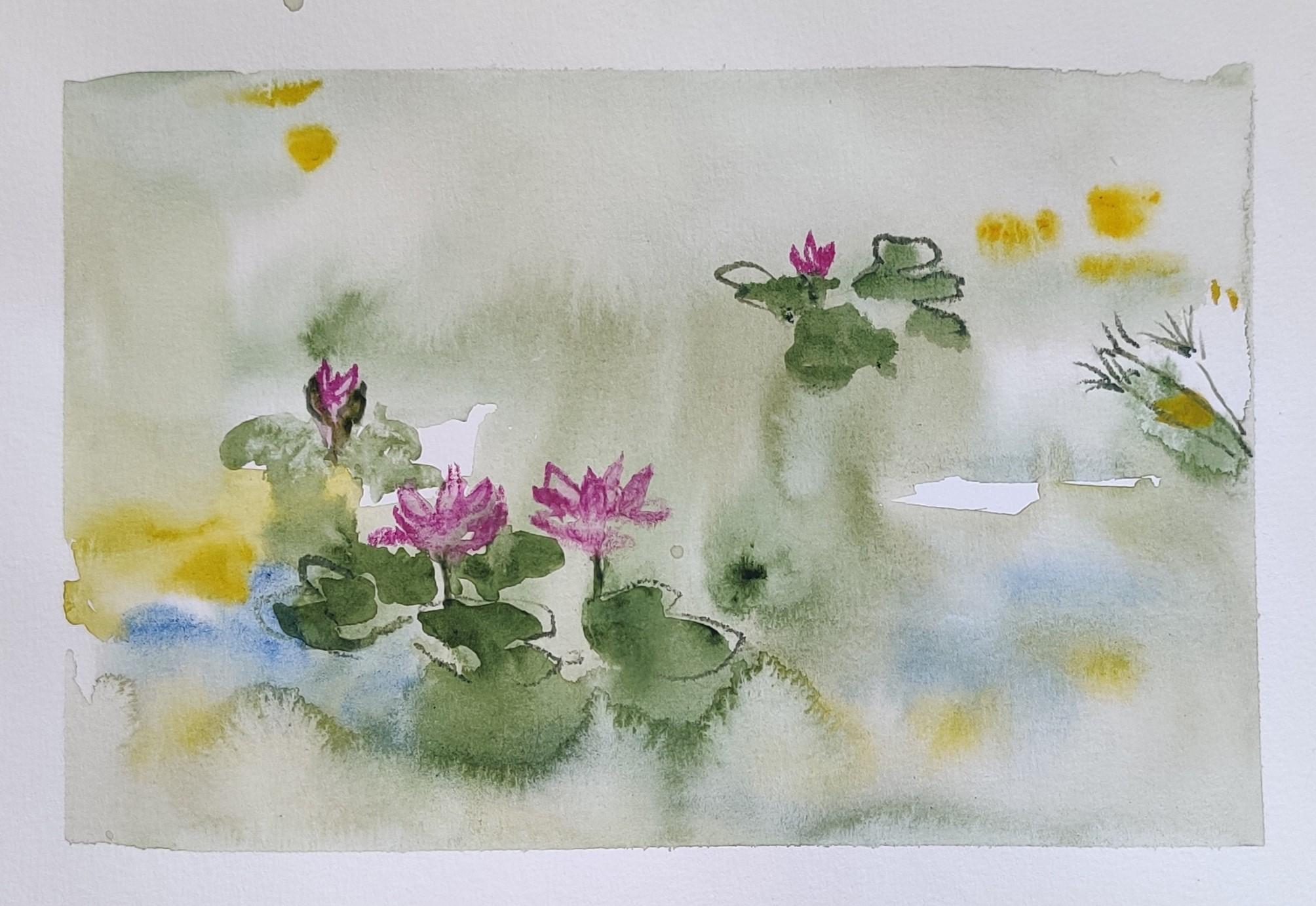 mare aux nénuphars2, aquarelle