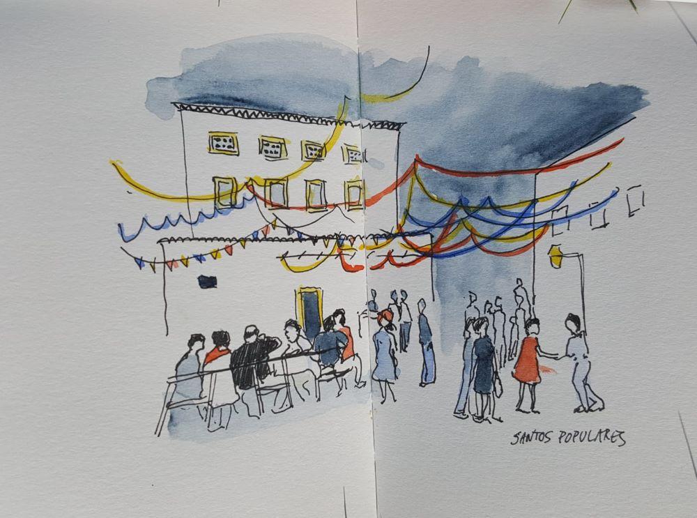Saints populaires à Lisbonne, feutre et aquarelle