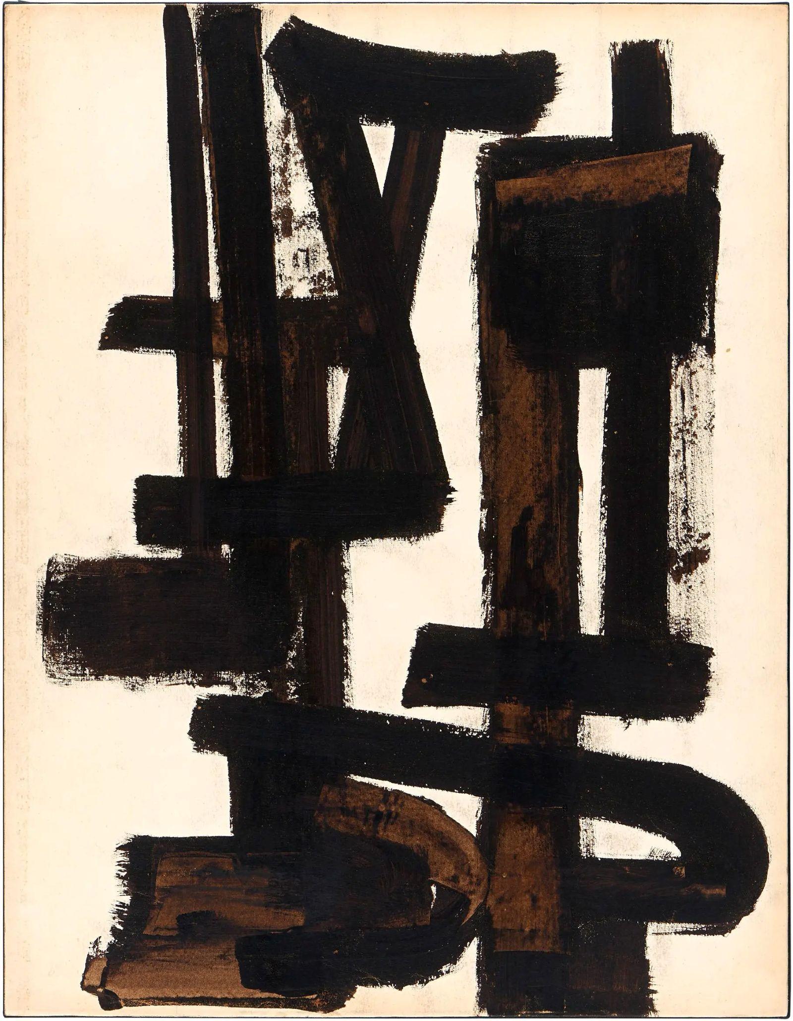 Soulages, brou de noix sur papier