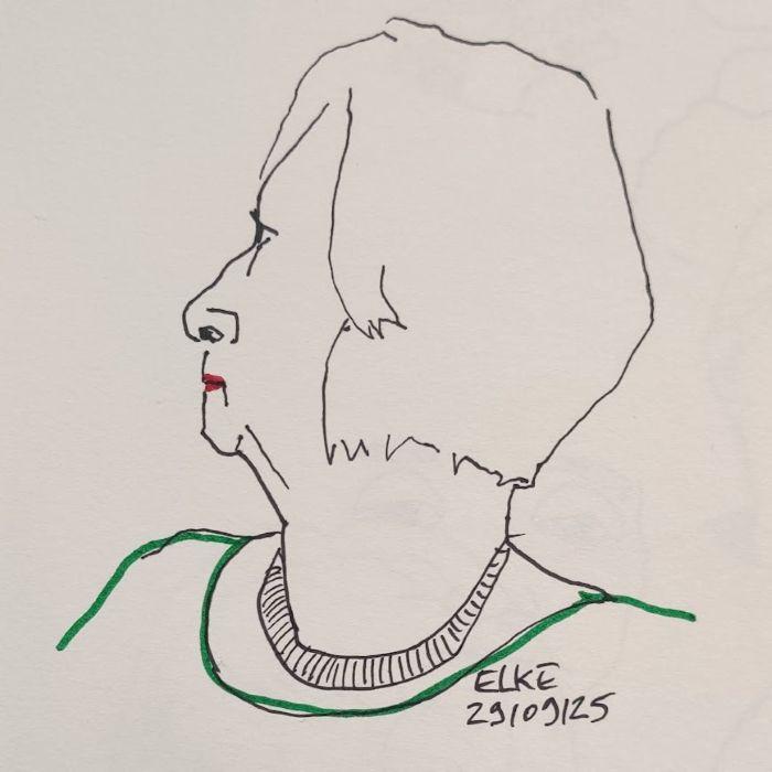Portrait rapide au feutre et à l'encre sur papier
