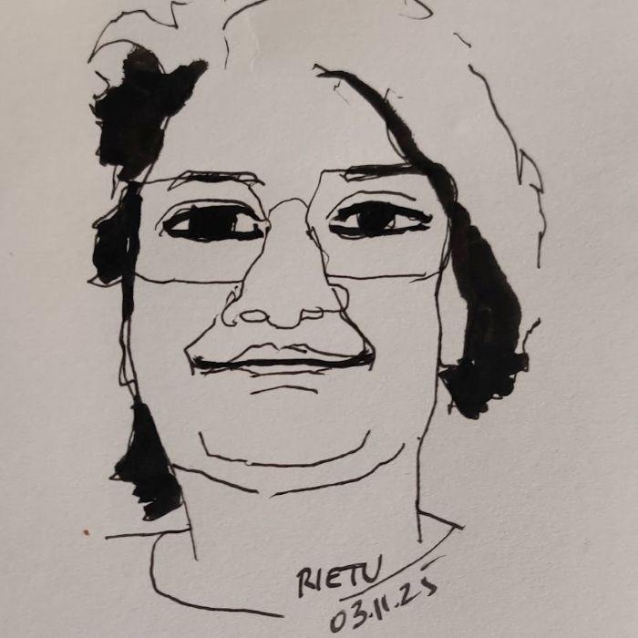 Portrait rapide au feutre et à l'encre sur papier